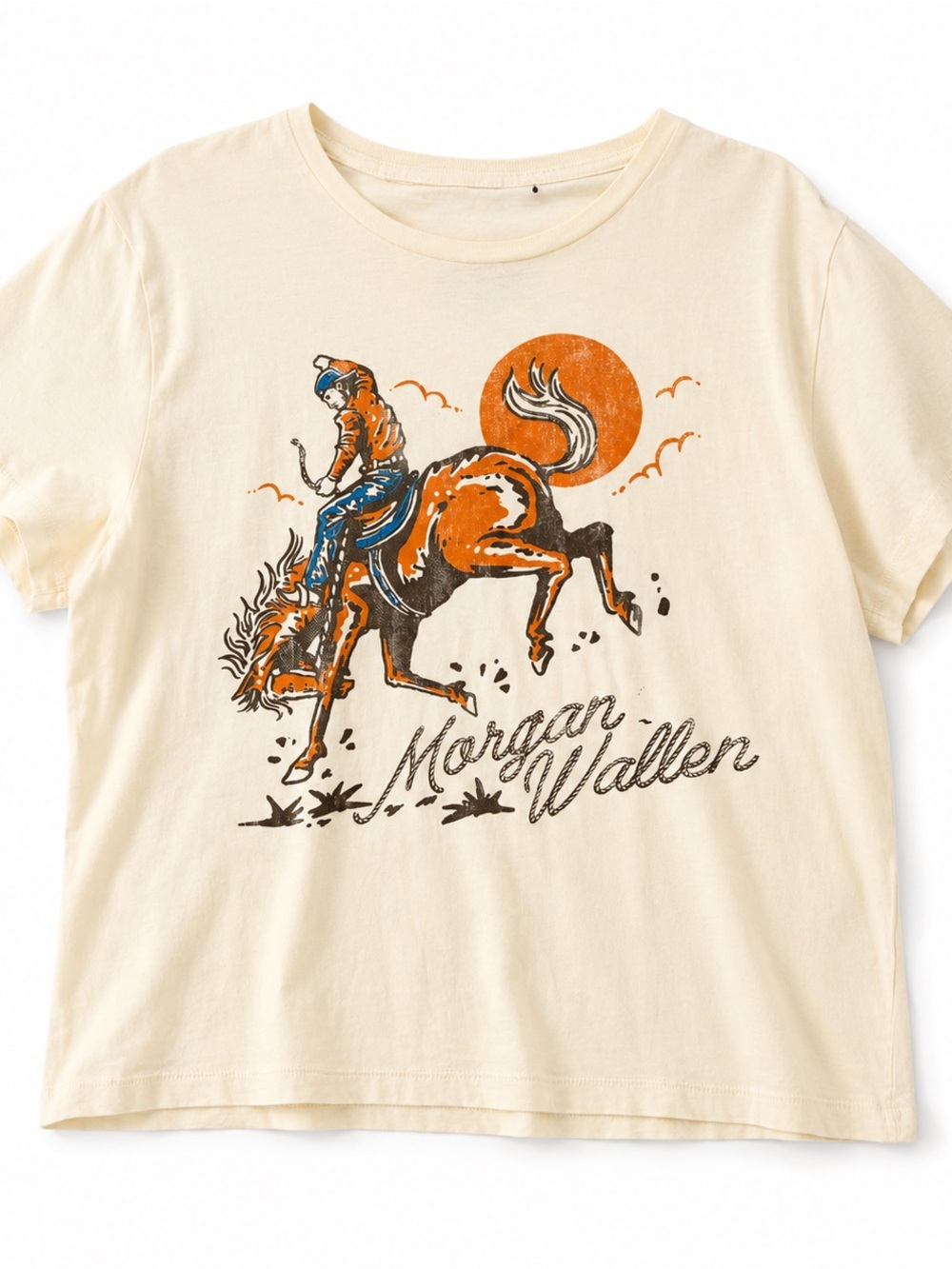 Morgan Wallen Concert - Juniors' Cream Graphic Rodeo Tee Crop Top